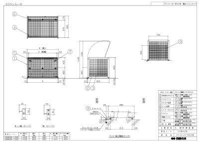 ゴミストッカーMS2型 側面メッシュタイプ CAD図面