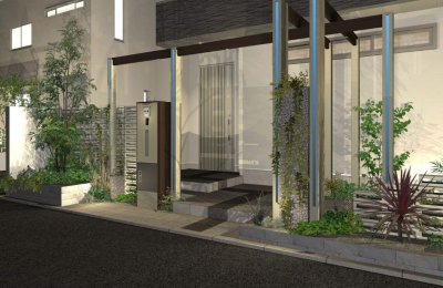 画像8: 四国化成 ファミーユ門柱1型 宅配ボックス付き (8)