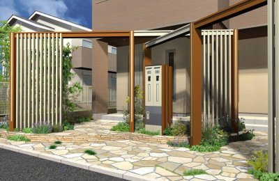 画像9: 四国化成 ファミーユ門柱1型 宅配ボックス付き (9)