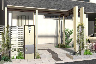 画像7: 四国化成 ファミーユ門柱1型 宅配ボックス付き (7)