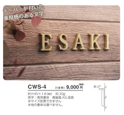 画像5: 美濃クラフト CWS-4 鋳物文字 英字タイプ アルミ鋳物表札 1文字の価格です。 (5)