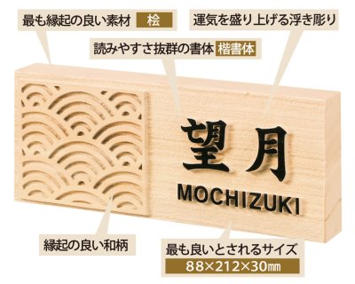 画像2: 丸三タカギ NFM-B-21(黒) 風水表札 桧タイプ (2)