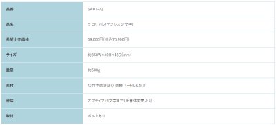 画像4: 福彫 SAKT-72 GLORIA グロリア ステンレス切文字表札 (4)