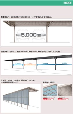画像6: 四国化成 ソリッドルーフFLタイプ サイドパネル付き 柱ピッチ(20)1600ミリ (26)1200ミリ (6)