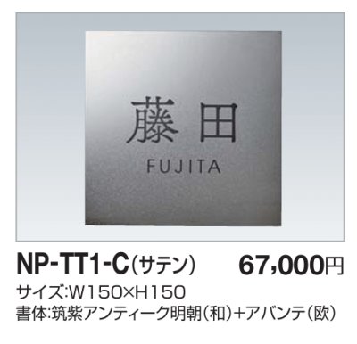 画像1: 四国化成　NP-TT1-C（サテン）チタン表札 (1)