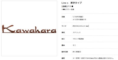 画像2: 美濃クラフト LT-3- ライン-s Line-s 切り文字 1文字分 (2)