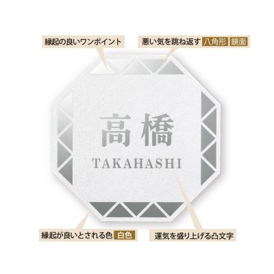画像2: 丸三タカギ　NFHSS-D-21（140ミリ）　NFHL-D-21（180ミリ）　風水表札　八角形タイプ (2)