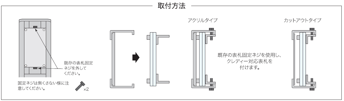 クレディ門柱　表札取り付け方法画像