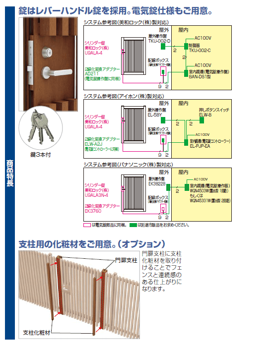 四国化成 アレグリア門扉 TL2型 柱仕様 両開き 0814 アルミタイプ ステンカラー - 3