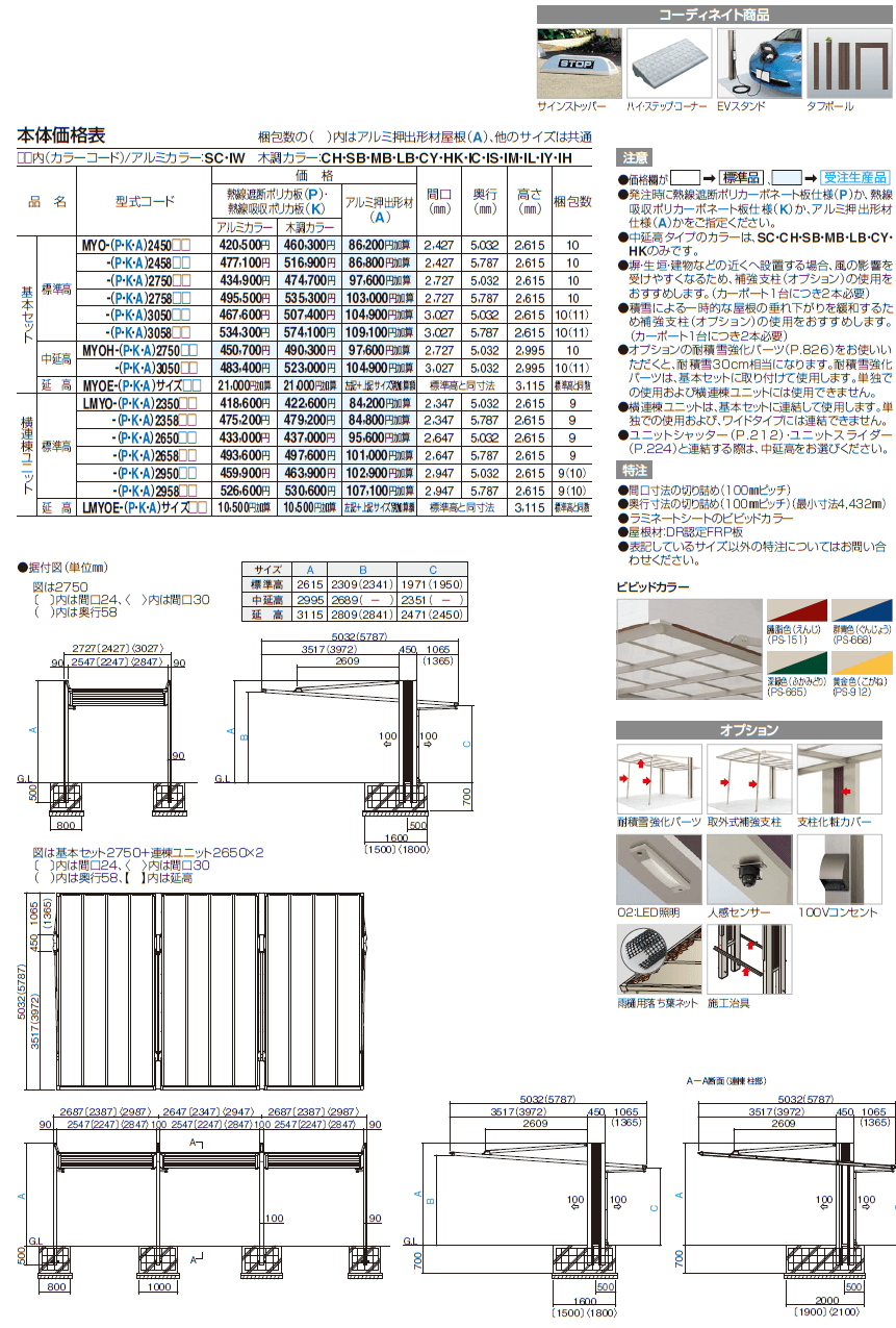 四国化成 マイポートオリジン 基本タイプ 定価表画像