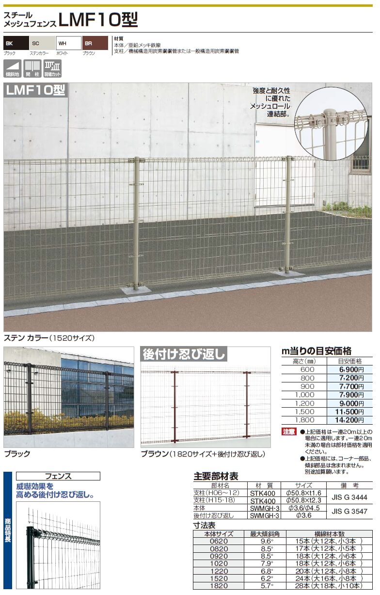 四国化成　LMF10型（スチールメッシュフェンス）画像