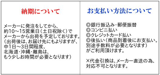 納期・お支払方法についての説明バナー