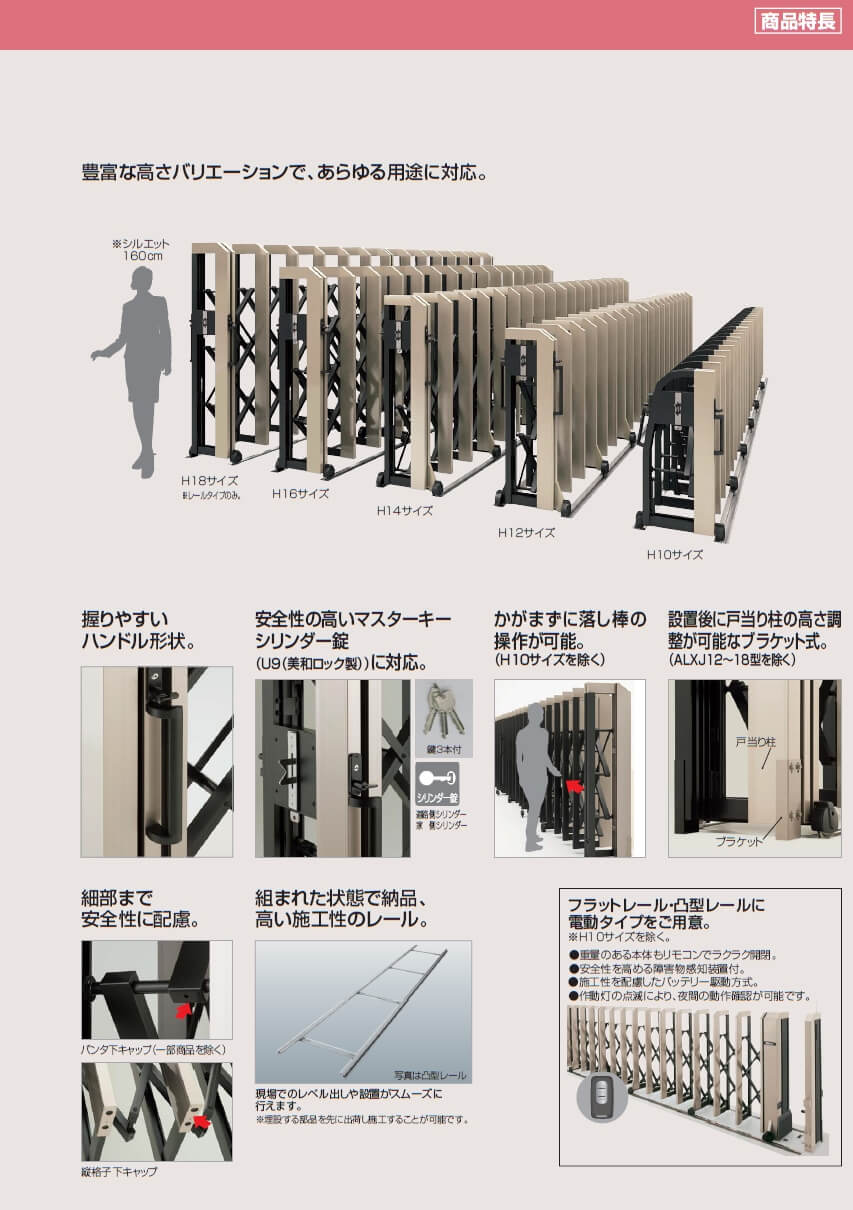 自民党 四国化成 ALX2 ステンレスフラット/凸型レール ALXT16-595FSC 親子開き 『カーゲート 伸縮門扉』 