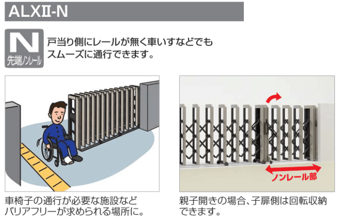 3周年記念イベントが 四国化成 ALX2 スチールフラットレール ALXF16-1505FSC 親子開き カーゲート 伸縮門扉