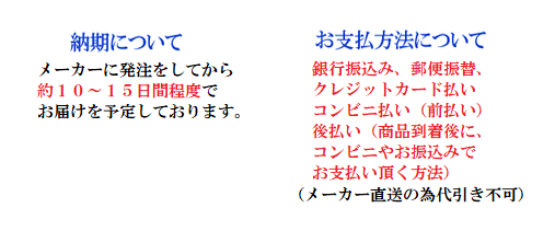 納期とお支払方法について説明画像