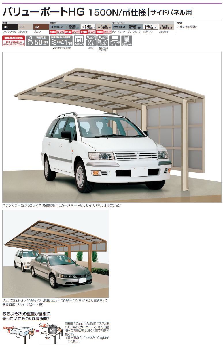 四国化成　バリューポートHG　1500N/m2仕様　サイドパネル用画像