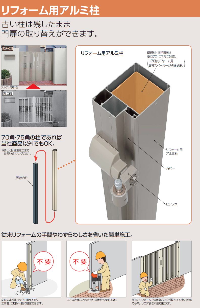 リフォーム用アルミ柱画像1