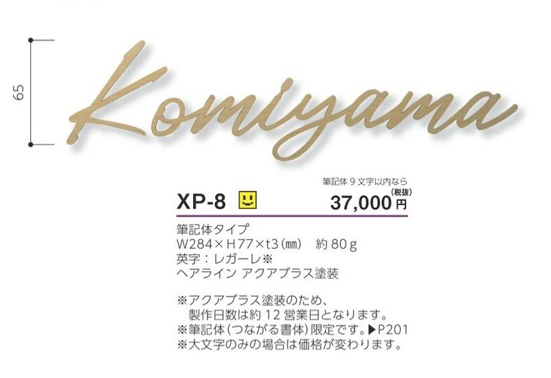 美濃クラフト　XP-8（9文字以内のお値段です）　切り文字　書体フリータイプ画像