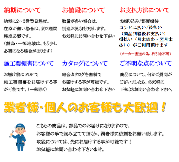 お支払方法・納期について・取扱説明書　説明画像