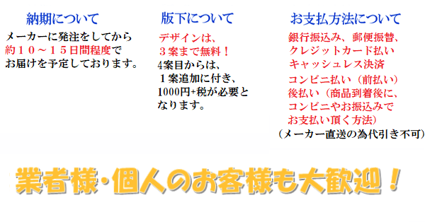 納期、お支払方法、送料について　説明画像