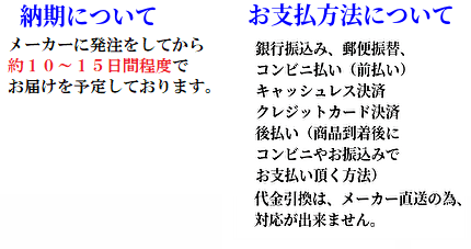 お支払方法・納期について・取扱説明書　説明画像