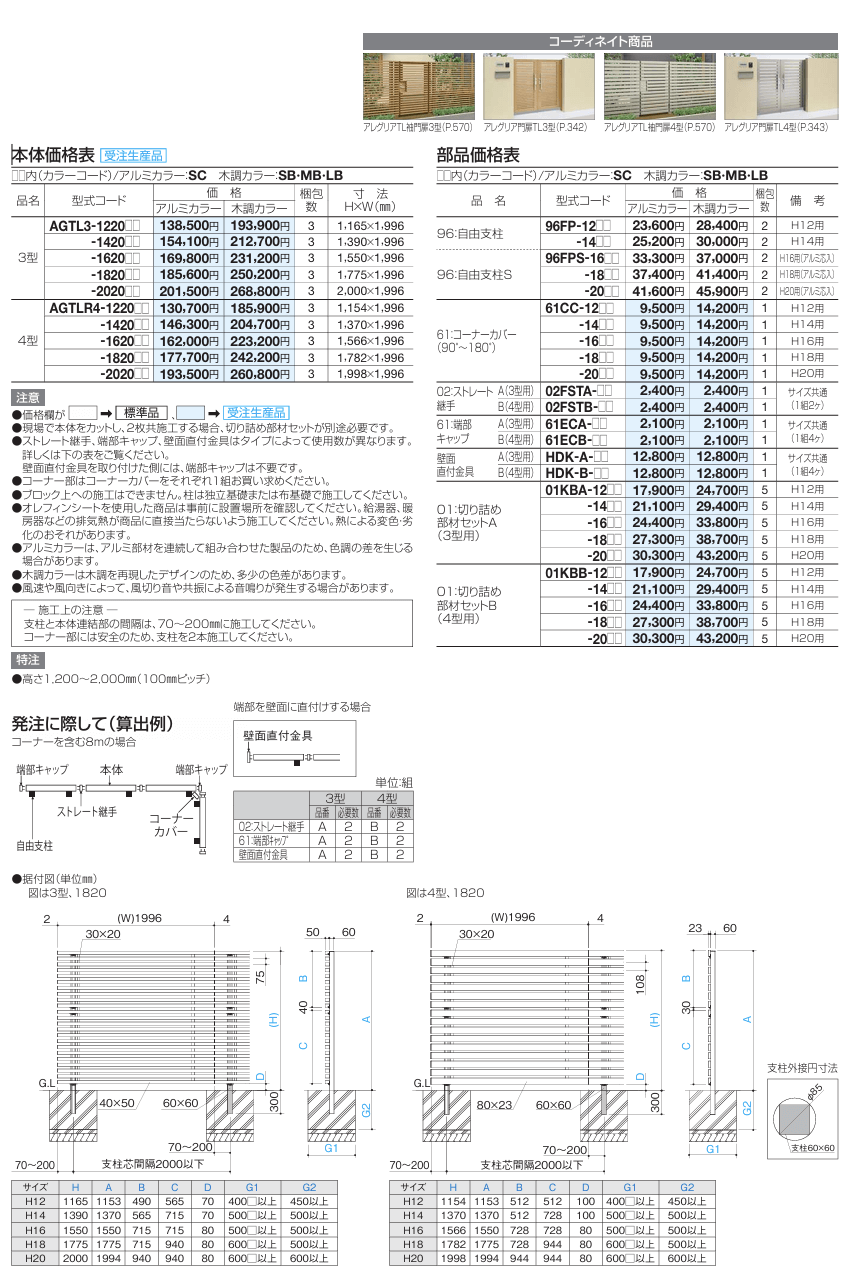 四国化成　アレグリアフェンスTL3型　アレグリアフェンスTL4型 画像