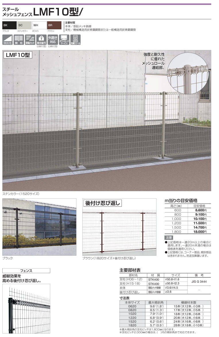四国化成　LMF10型（スチールメッシュフェンス）画像