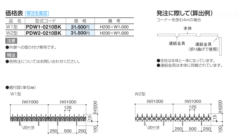 四国化成　プチガードW1型　プチガードW2型（忍び返し）画像