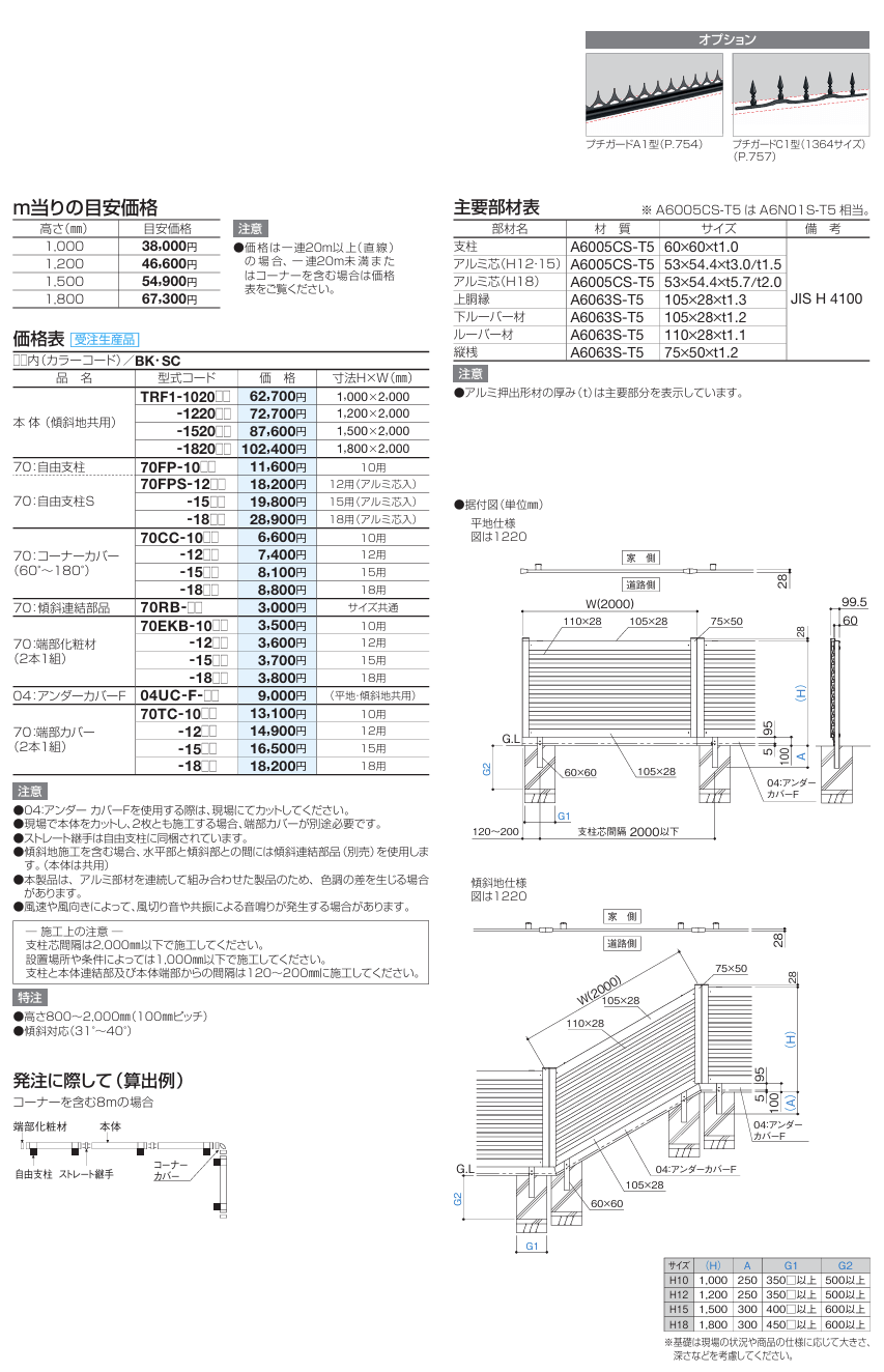 四国化成　ルーバーフェンスTRF1型画像
