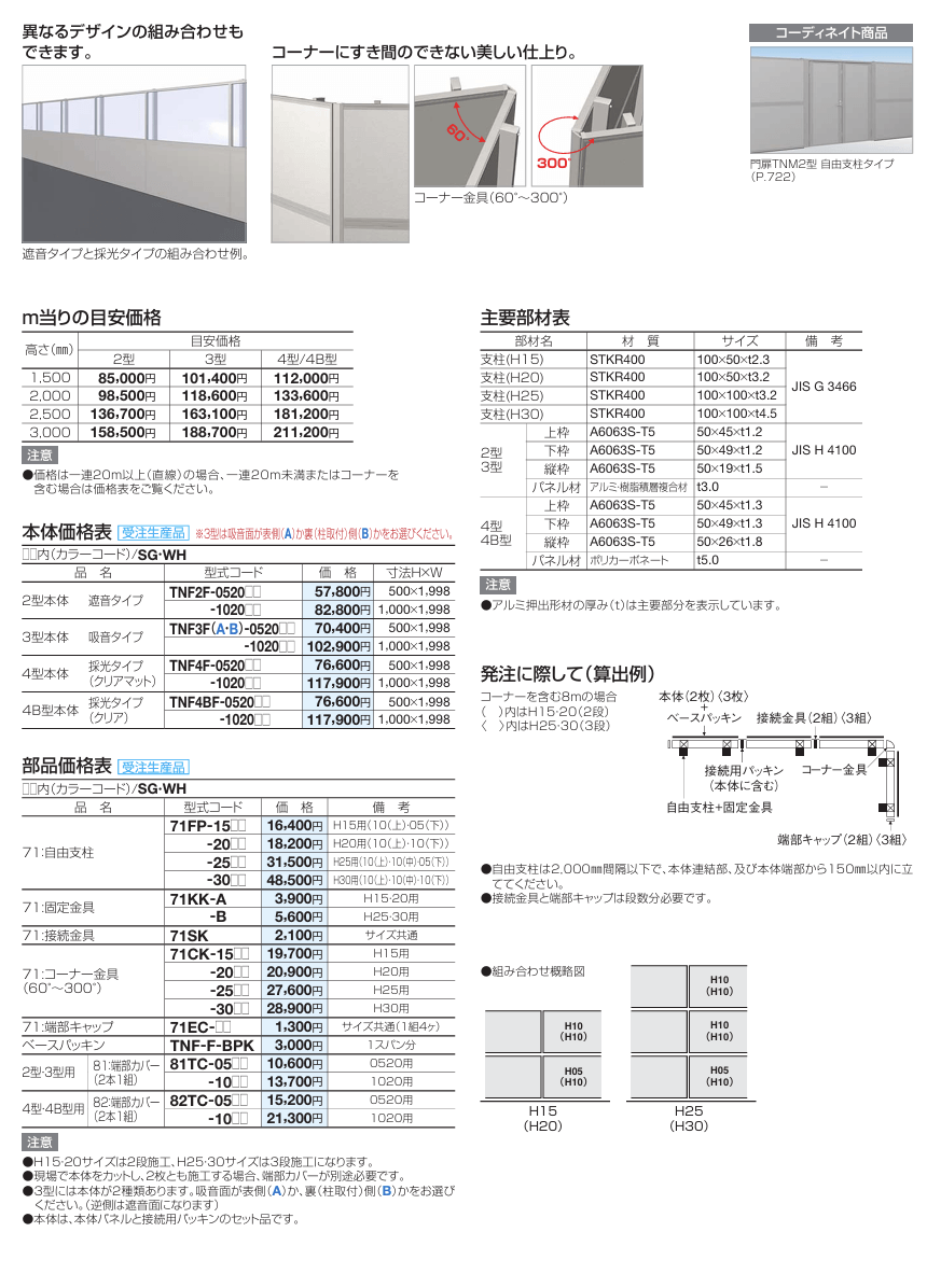 四国化成　防音フェンス　TNF2型　TNF3型　TNF4型　TNF4B型　自由支柱タイプ画像