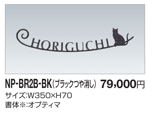 四国化成　NP-BR2B-BK（ブラックつや消し）　真鍮表札画像