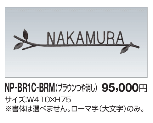 四国化成　NP-BR1C-BRM（ブラウンつや消し）　真鍮表札 画像