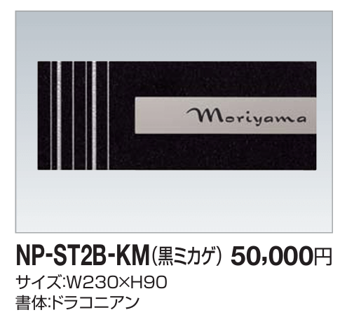 四国化成　NP-ST2B-KM（黒ミカゲ）　ストーン表札画像