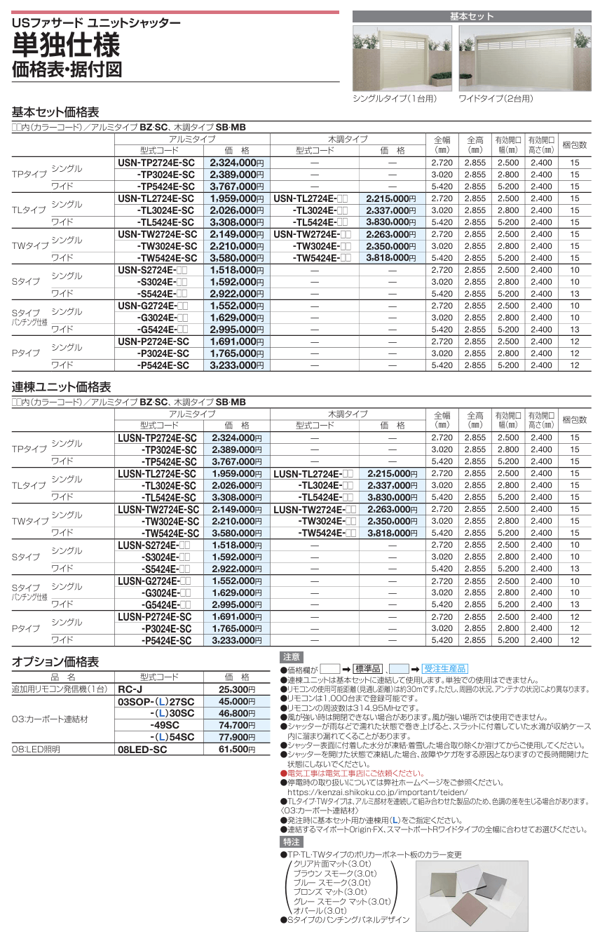 四国化成　ユニットシャッターTPタイプ TLタイプ TWタイプ Sタイプ Sパンチングタイプ Pタイプ　USファサード仕様　単独仕様画像3