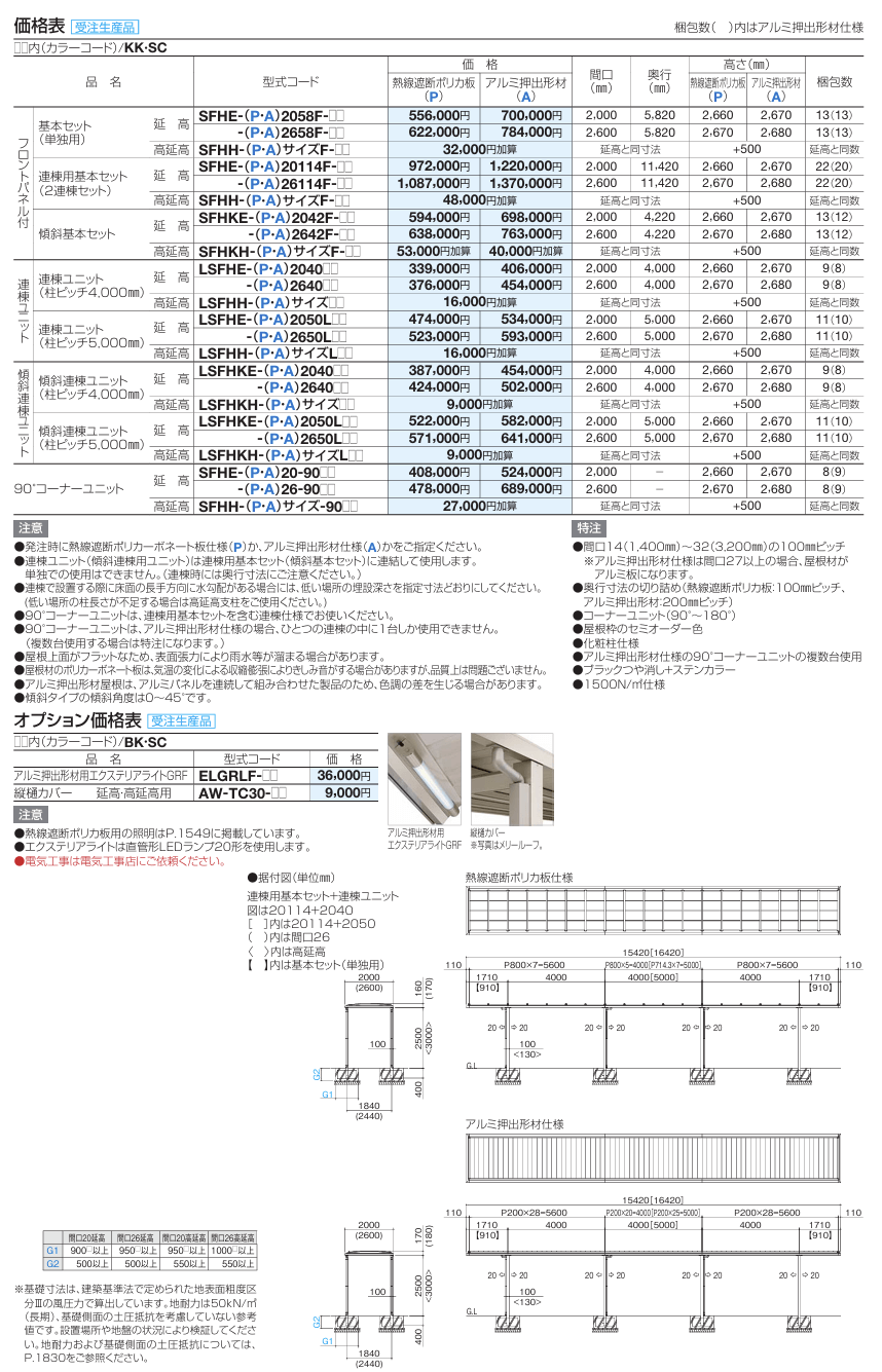 四国化成　ソリッドルーフFHタイプ　柱ピッチ4000ミリ画像