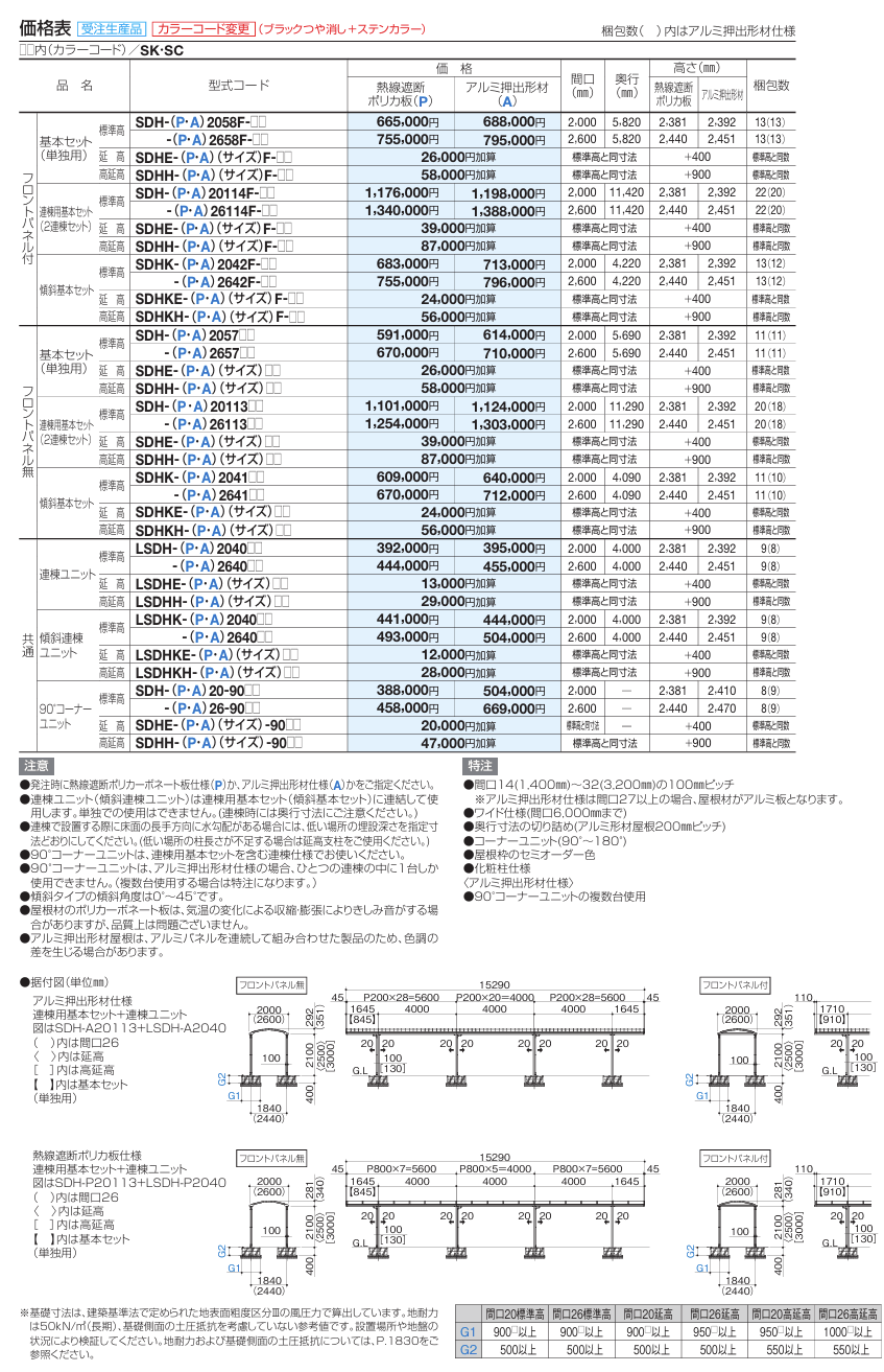 四国化成　ソリッドルーフAHタイプ　600N/m2　柱間ピッチ4000ミリ画像