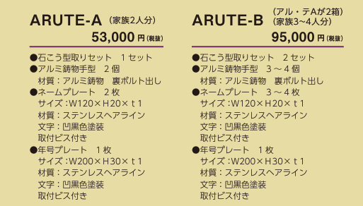 美濃クラフト　ARUTE-A　ARUTE-B　メモリアルプレート　アル・テ　画像