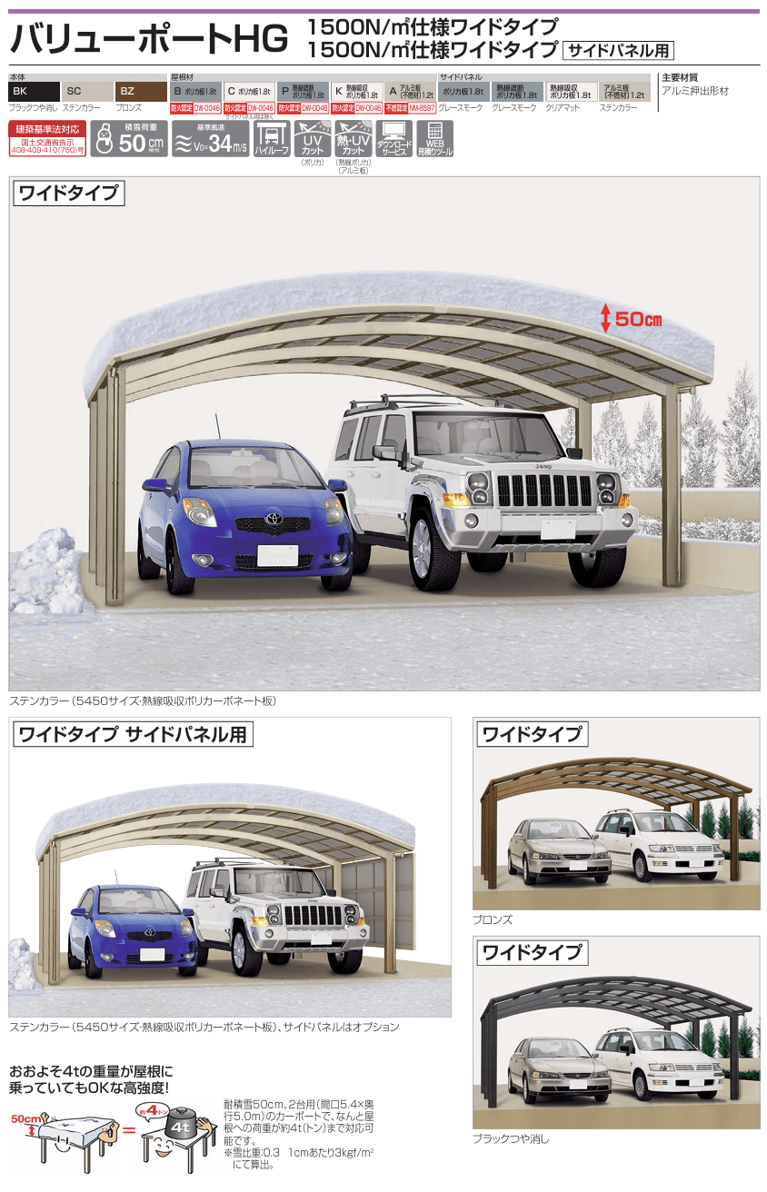 四国化成　バリューポートHG　1500N/m2仕様　ワイドタイプ　1500N/m2仕様　ワイドタイプ　サイドパネル用画像