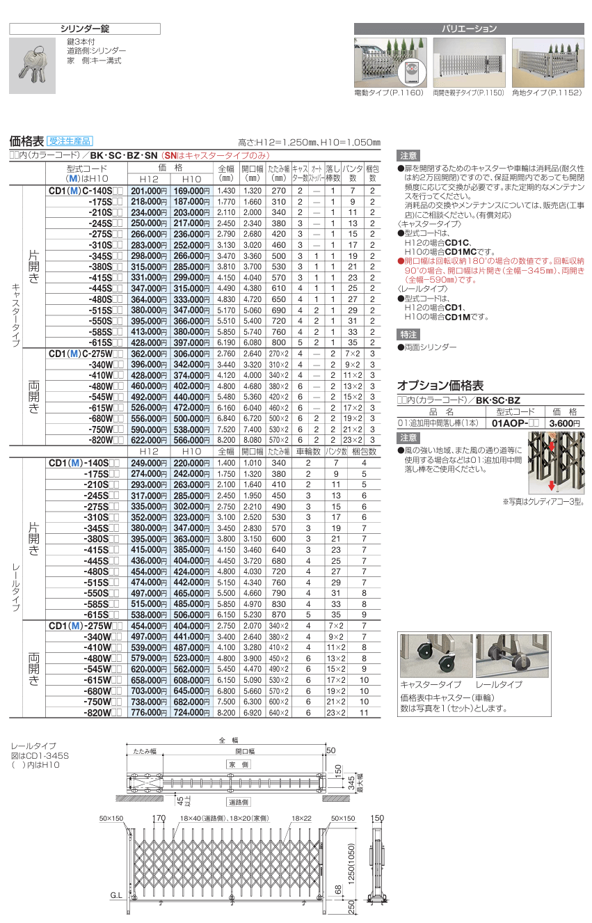四国化成　クレディアコー1型　アコーディオン門扉（伸縮門扉）画像
