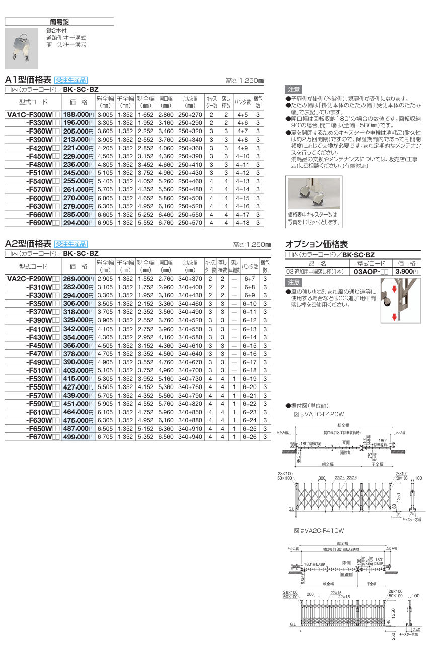 四国化成　バリューアコーA1型　両開き親子タイプ　バリューアコーA2型　両開き親子タイプ　ペットガードタイプ画像