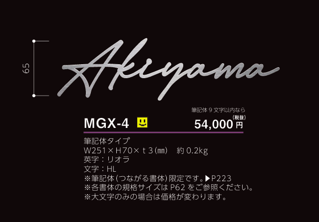 美濃クラフト MGX-4 　9文字以内の金額です　スーパーステンレス　-キリモジ-　SUPER STAINLESS　-切文字-画像
