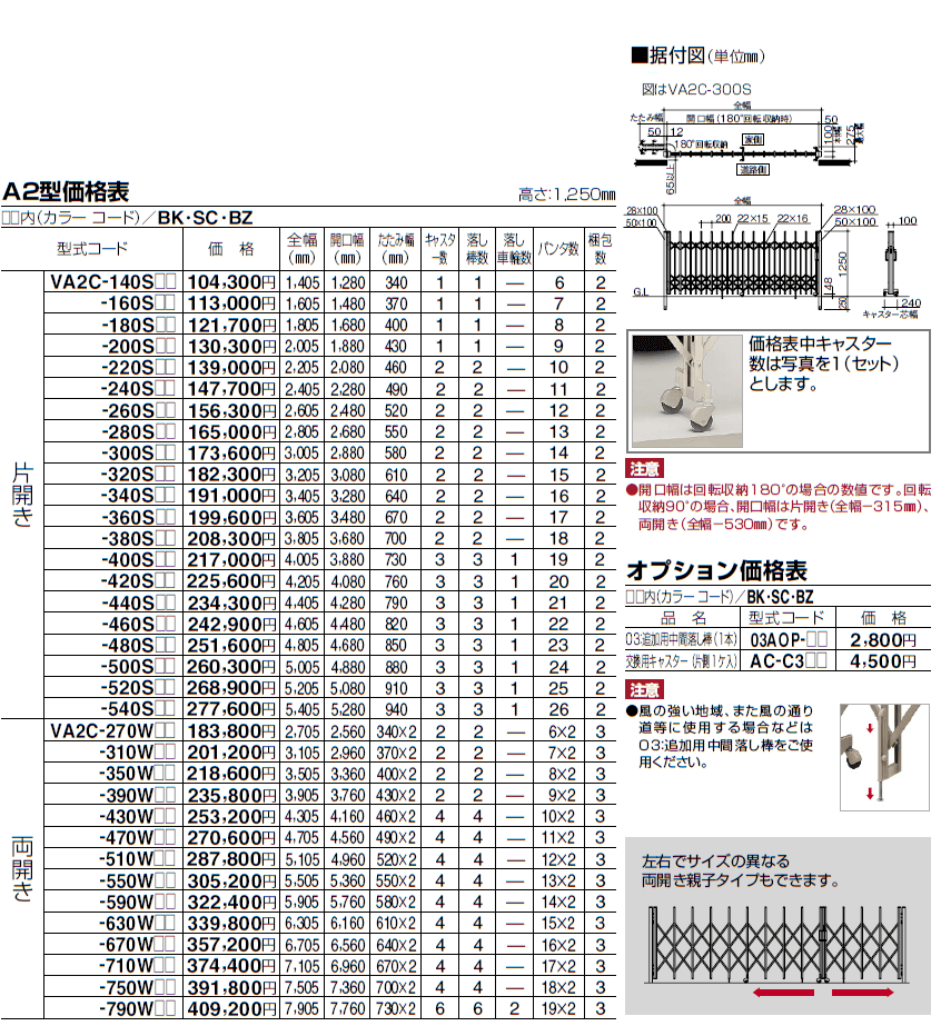 四国化成 バリューアコーA2型ペットガードタイプ（アコーディオン門扉 