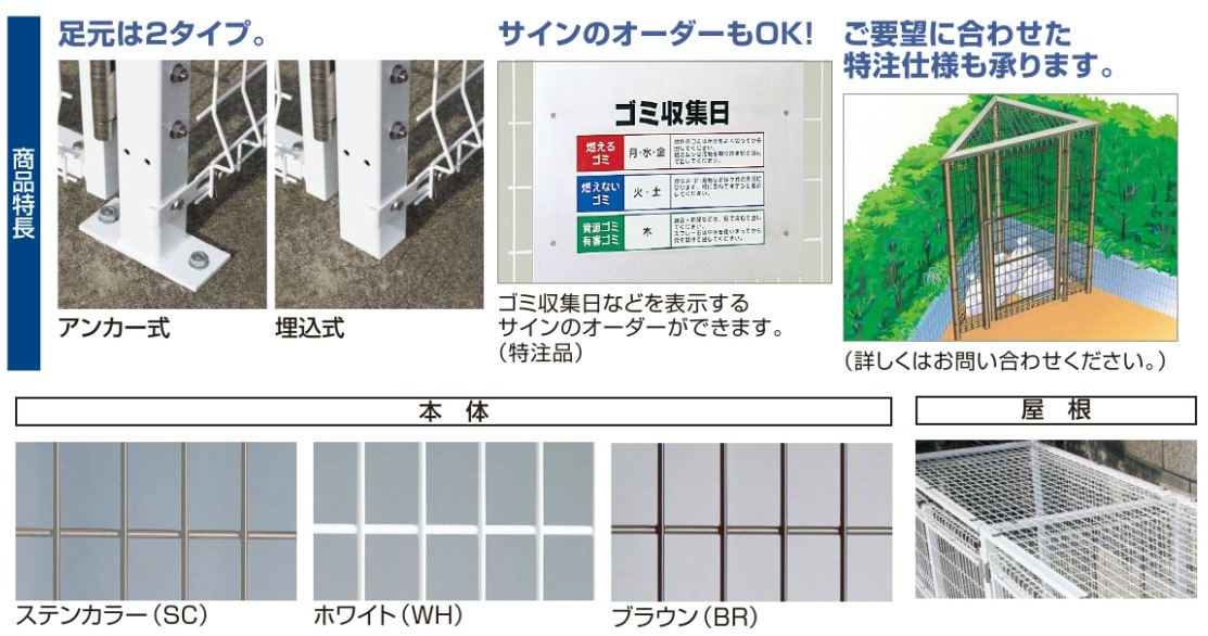 四国化成 ゴミ箱 ダストボックス ゴミストッカー LMF10型 アルミ屋根 引き戸式 設置方法：埋込式 2020サイズ ゴミ収集庫 イメージ：BKブラック 公共 物置 - 6