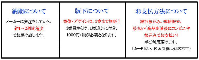 納期・お支払方法について