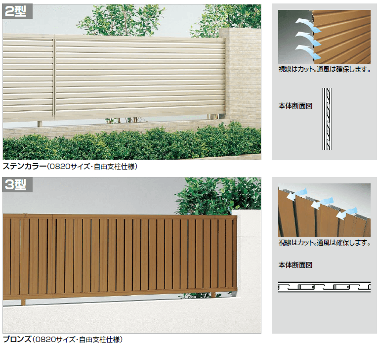 四国化成 ルーバーフェンス2型 ルーバーフェンス3型画像