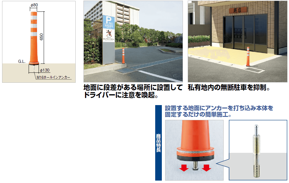 四国化成 レコポールGP 固定式 ＊受注生産品 GP80-06OR オレンジ - 1