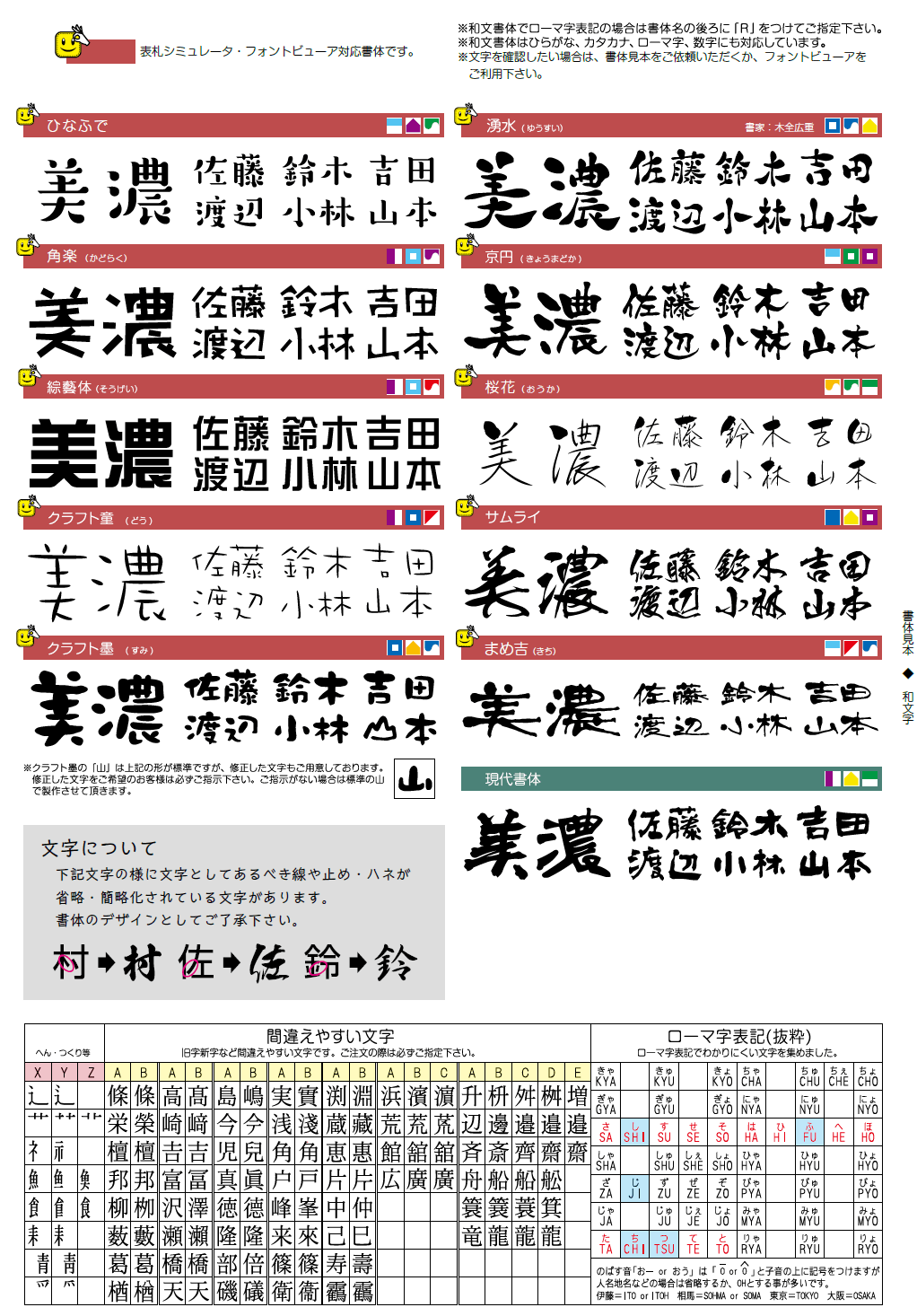 美濃クラフト　漢字書体画像2