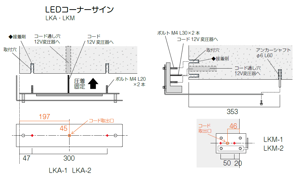 美濃クラフト　LEDコーナーサイン　取り付け説明書画像