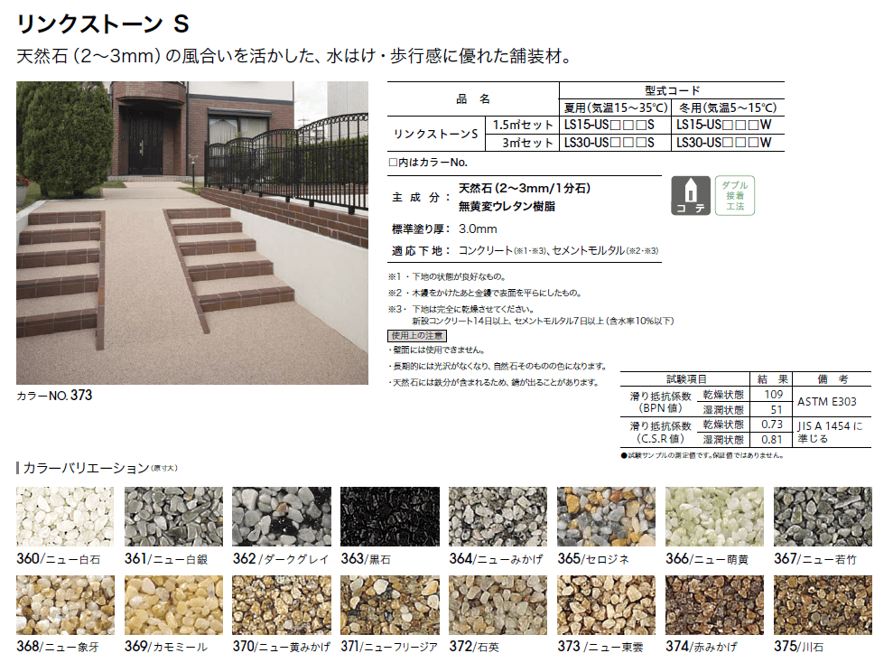 天然石舗装材 四国化成 リンクストーンS 1.5平米セット 無黄変タイプ 370 - 1