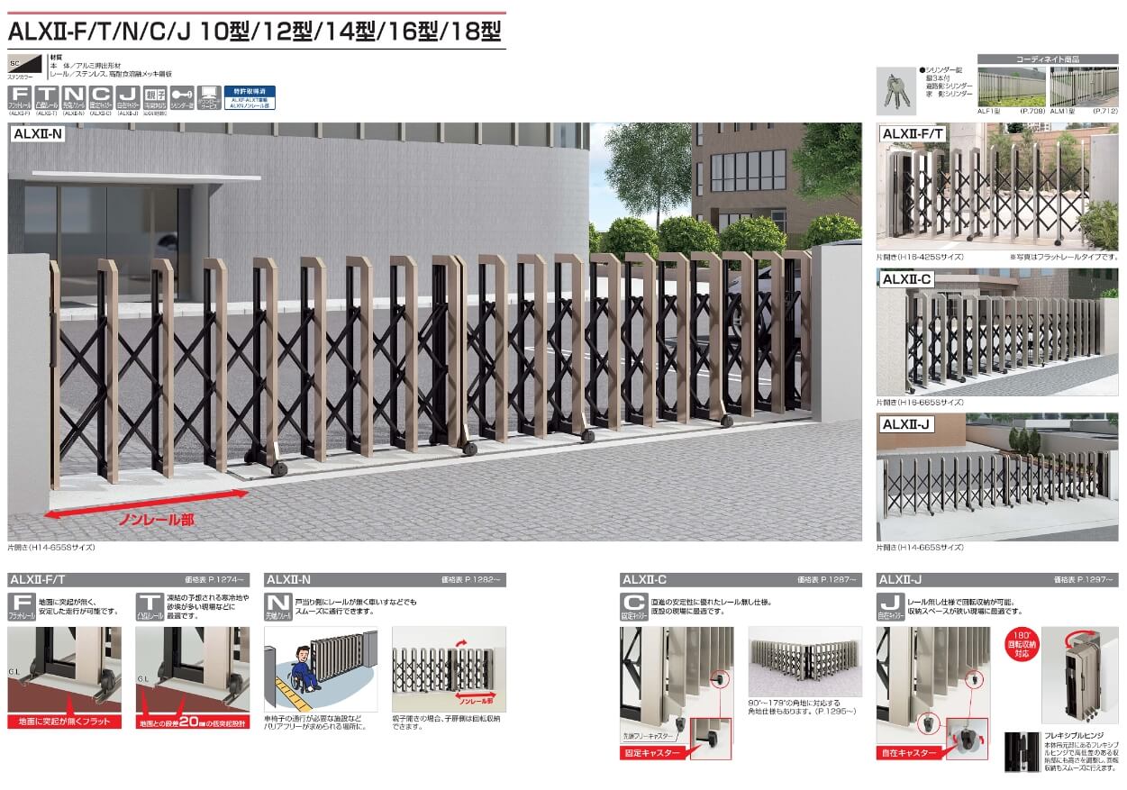 エクステリアのキロYahoo 店四国化成 ALX2 自在キャスター 伸縮門扉 ALXJ14-240SSC カーゲート 角地仕様